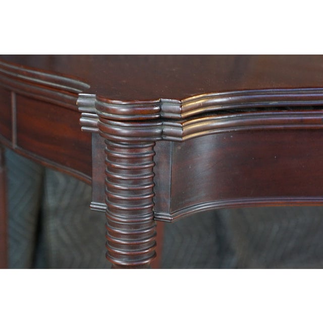 Antique Early 19th C. American Federal Serpentine Mahogany Console Game Table For Sale - Image 14 of 18