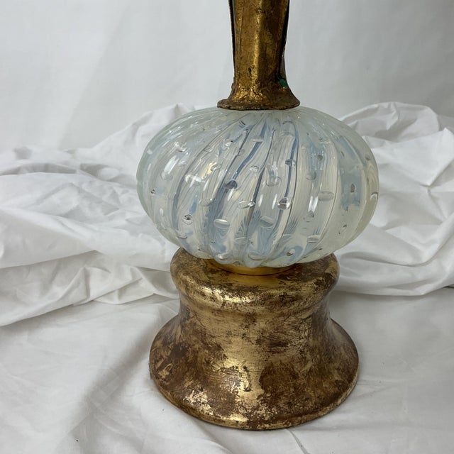Vintage Italian Gold Leaf and Venetian Glass Table Lamps For Sale - Image 10 of 18