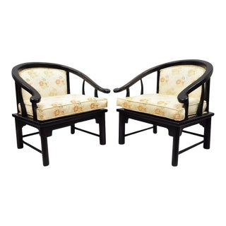 Mid 20th Century Century Chair Co James Mont Style Horseshoe Ming Lounge Chairs - a Pair For Sale