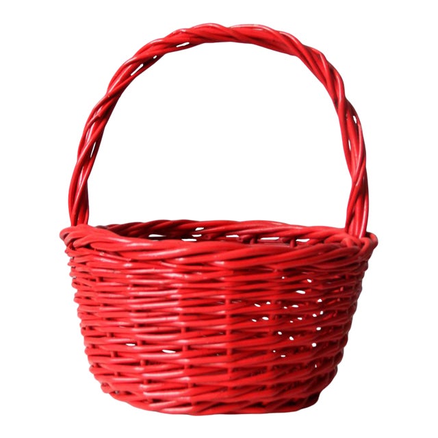 Vintage Red Wicker Basket Chairish