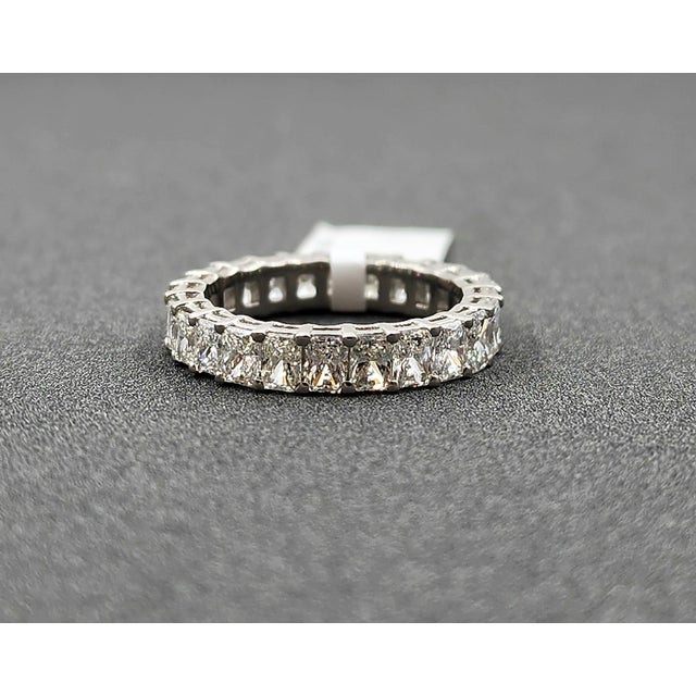 3.77 Ct Platinum Radiant Eternity Band Size 6.5 For Sale - Image 4 of 9