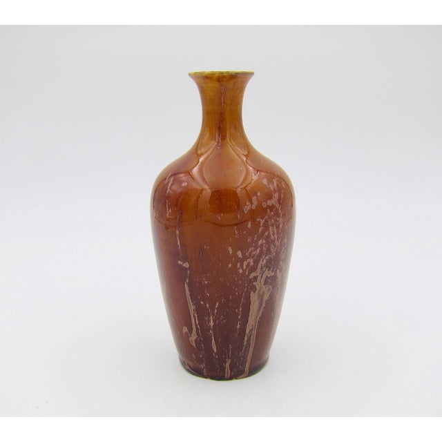English Antique Bernard Moore English Art Pottery Vase With Metallic Aventurine Glaze Accents For Sale - Image 3 of 12