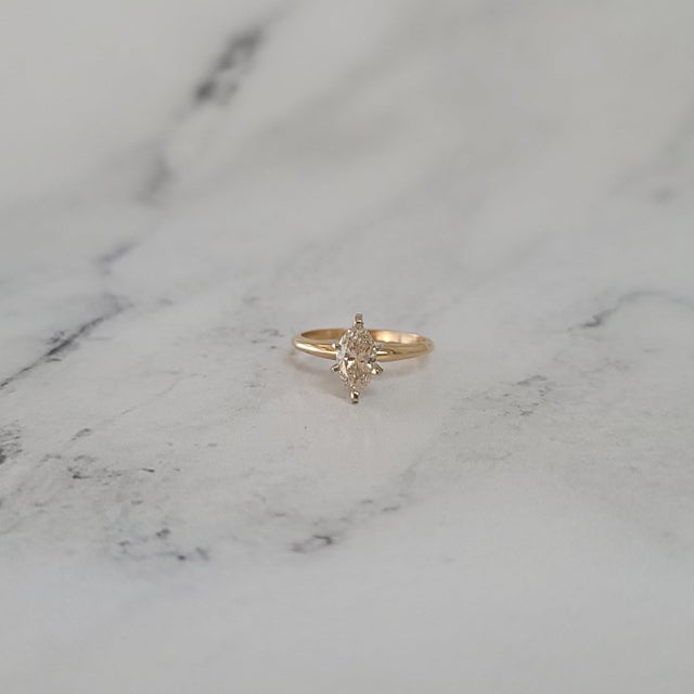 2020s One Carat Marquise Solitaire Diamond Engagement Ring, Size 9 For Sale - Image 5 of 5