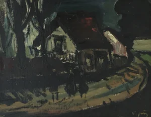 Sylvain Vigny, Promenade du soir, Oil on Wood, Framed