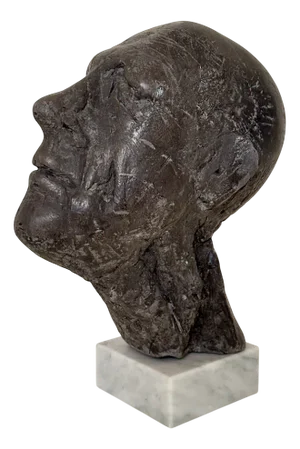 Mid Century Painted Plaster Bust of a Man on a Marble Base, 1976