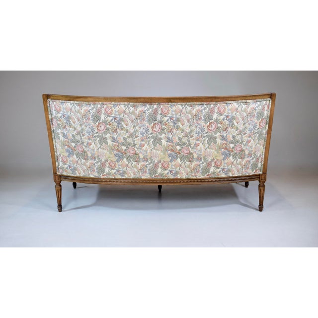 Louis XVI Style Sofa, Hand-Carved Walnut, Floral Tapestry, Usa, 1960s For Sale - Image 9 of 13
