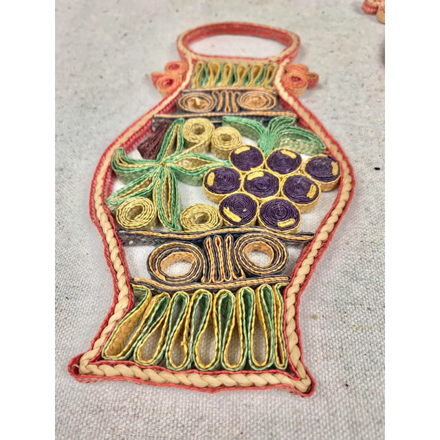 Grape Raffia Trivets-A Pair For Sale In New Orleans - Image 6 of 11