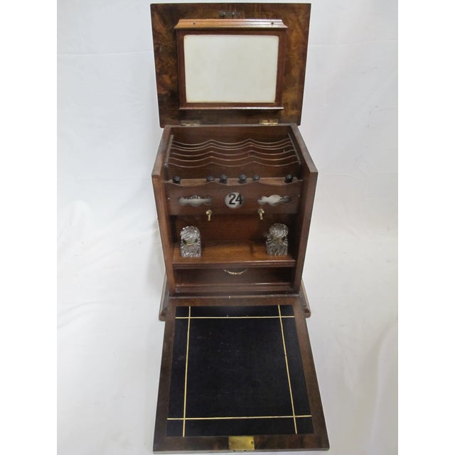 Victorian Antique Victorian Wood Travel Secretary Desk File Box W/Inkwells & Calendar For Sale - Image 3 of 12