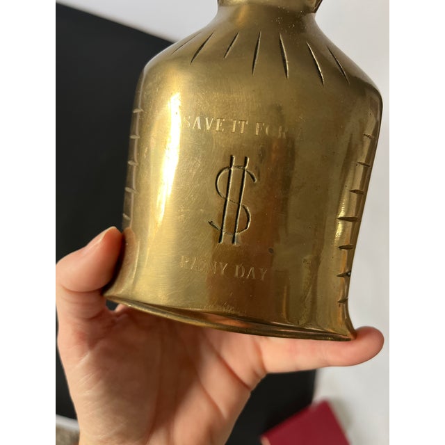 Vintage Brass Money Bag Bank For Sale - Image 9 of 10