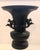 A classic Meiji era trumpet shape bronze vase. - Flared mouth - elongated neck - removable handles on each side in foodog...