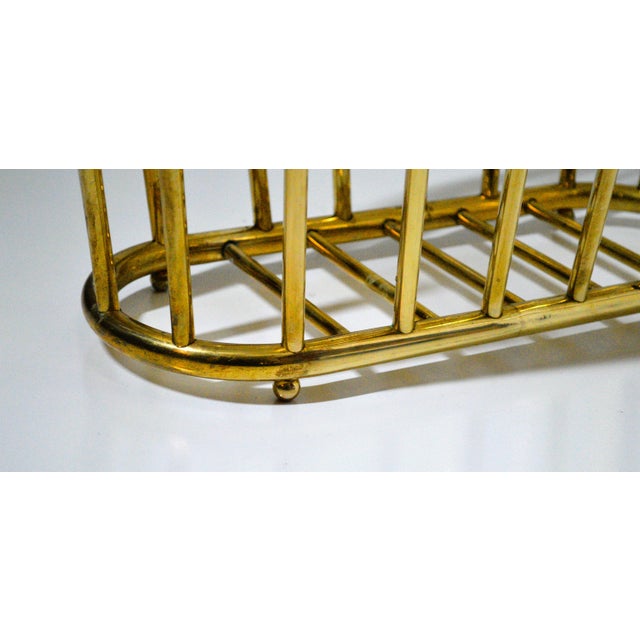 Metal MCM Brass Oval Spindle Magazine Rack Holder For Sale - Image 7 of 7