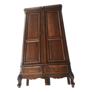 Antique Louis XV Rocaille Style Oak Wardrobe, 1900s For Sale
