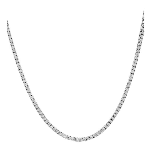 14K White Gold 10 3/4 Cttw Lab Grown Diamond Tennis Necklace For Sale