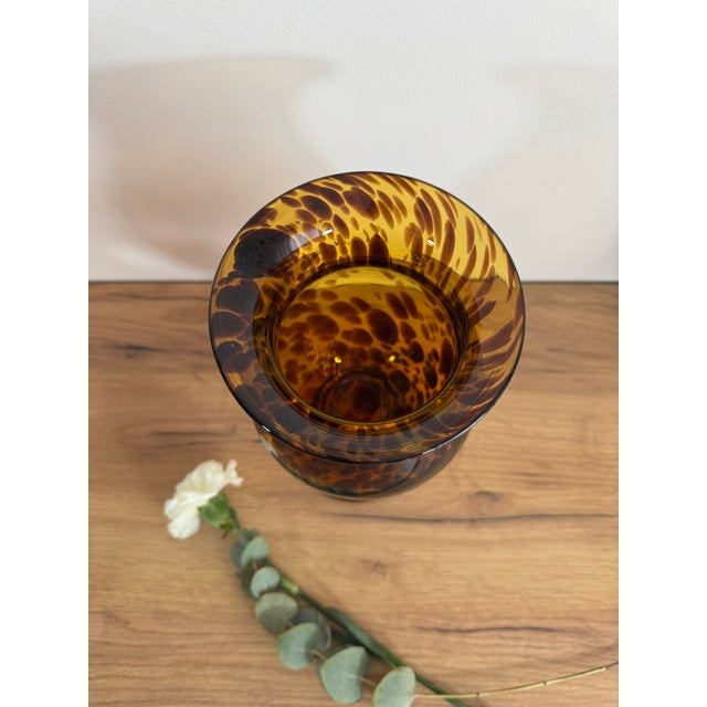 Modern Large Speckled Amber Vase For Sale - Image 3 of 4