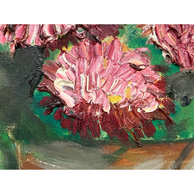 Textile Late 20th Century Floral Oil on Canvas by Unknown Artist, Vintage For Sale - Image 7 of 12