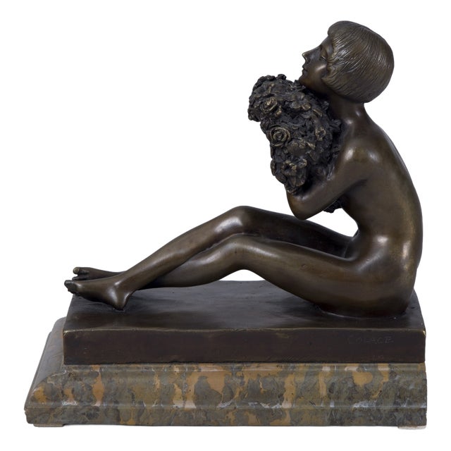 Art Deco Nude Statuette in Bronze, France, 1920s For Sale