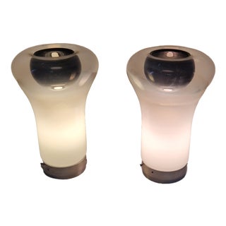 Saffo Table Lamp in Metal and Glass by Angelo Mangiarotti for Artemide, 1960s, Set of 2 For Sale