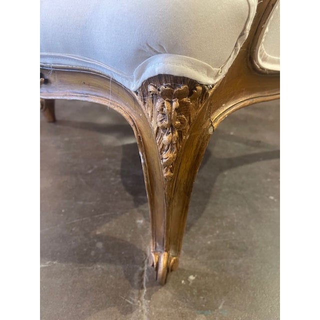French Late 19th C French Louis XV Giltwood Bergere For Sale - Image 3 of 7