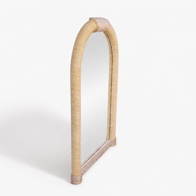 1980s Postmodern Tessellated Stone Arched Wall Mirror For Sale - Image 11 of 18
