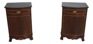 Scarborough House Pair Mahogany Marble Top Nightstands