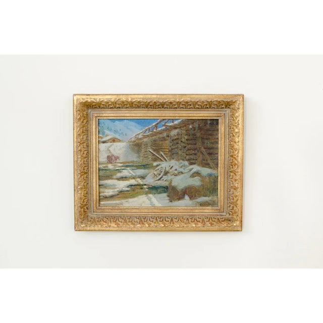 Brown 1900's Original Signed & Framed Oil Painting of Old Log Bridge by American Artist Curtis Chamberlin For Sale - Image 8 of 8