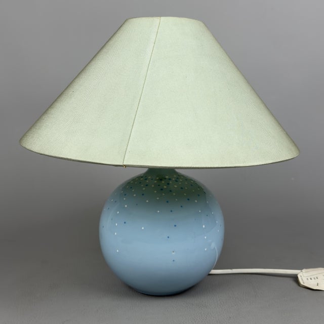 Da Vinci Blue Polka Dot Ceramic Sphere Table Lamp, 1970s For Sale - Image 14 of 14