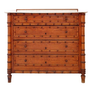Dark Pine Faux Bamboo Chest of Drawers, Late 19th Century For Sale