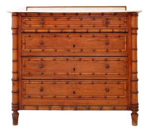 Dark Pine Faux Bamboo Chest of Drawers, Late 19th Century