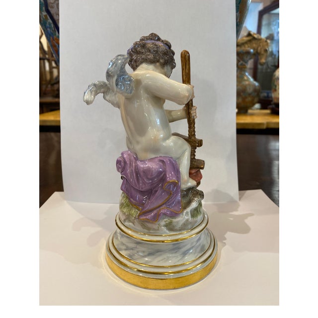 19th Century Meissen Porcelain Figure of Cupid with a Cheese Press For Sale - Image 4 of 8