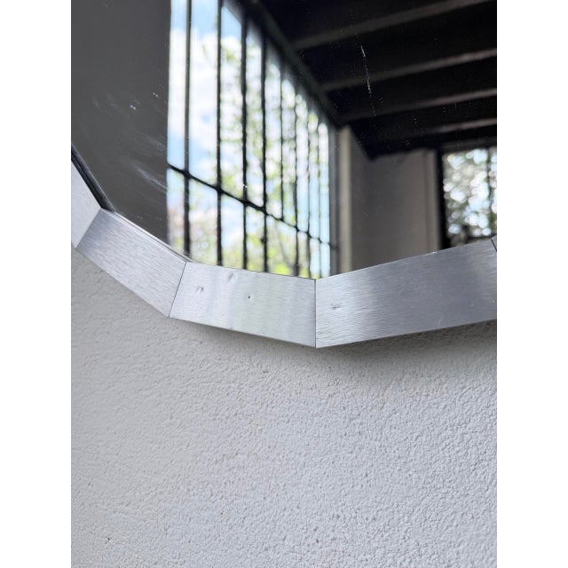 Hexagonal Brushed Metal Mirror, 1970s For Sale - Image 10 of 18