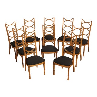 Tomlinson Sophisticate Mid Century Modern Set Of 10 Walnut Dining Chairs For Sale