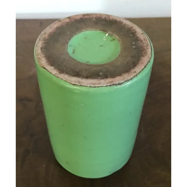 Chinese Antique 19th Century Chinese Monochrome Porcelain Vase in Bright Green Glaze For Sale - Image 3 of 12