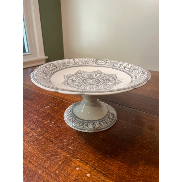 English Pair of 1880 B, G & W Transferware Compotes For Sale - Image 3 of 12