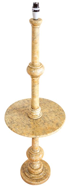 Italian Pedestal Alabaster Lamp with Table Shelf, 1950s