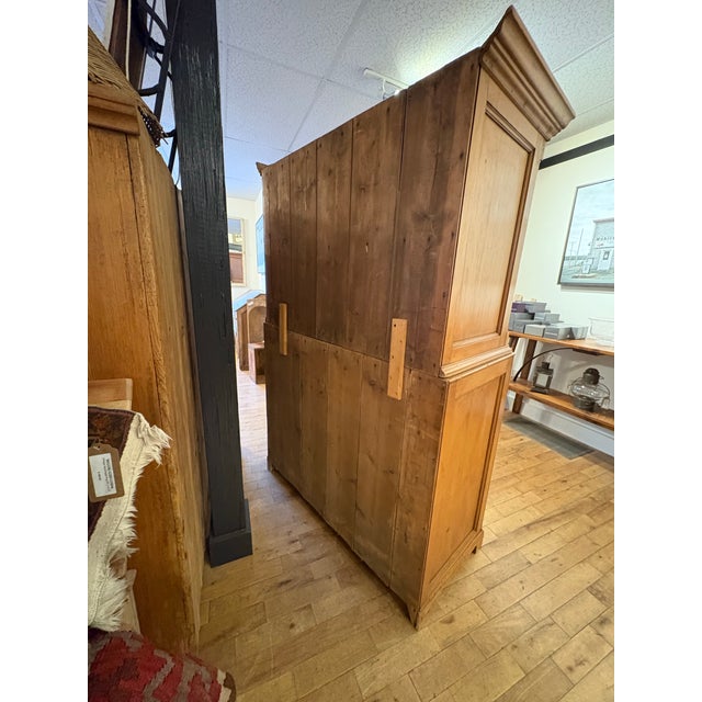 English Antique English Pine Linen Press W/5 Graduated Drawers For Sale - Image 3 of 8