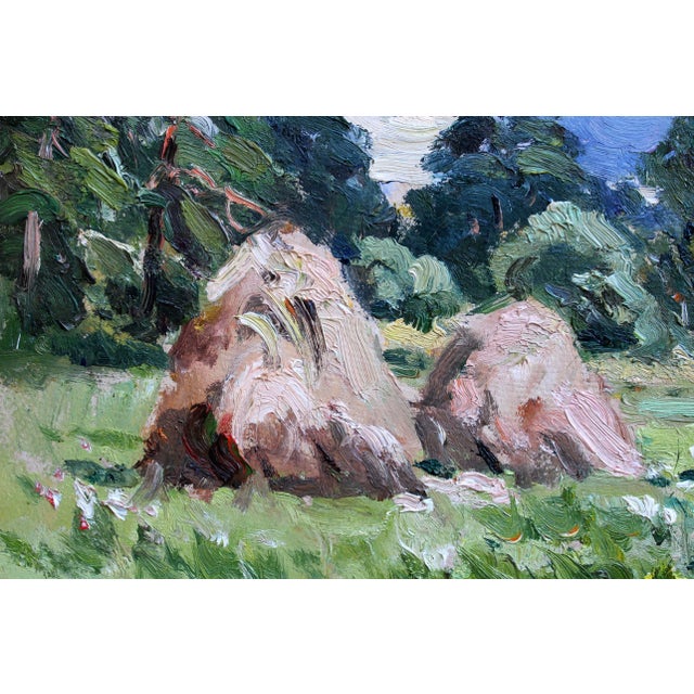 Edgars Vinters, Haystacks, 1984, Oil on Cardboard For Sale - Image 4 of 10
