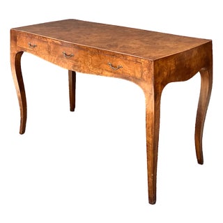 Vintage Italian Burl Wood Writing Desk For Sale