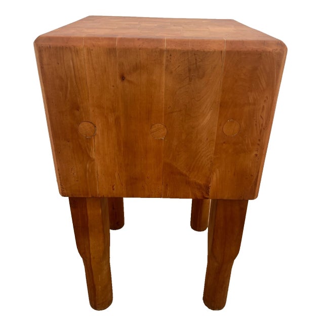 Brown Vintage Butchers Block Carving Kitchen Table Solid 14" Thick End Cut Maple Slab For Sale - Image 8 of 12