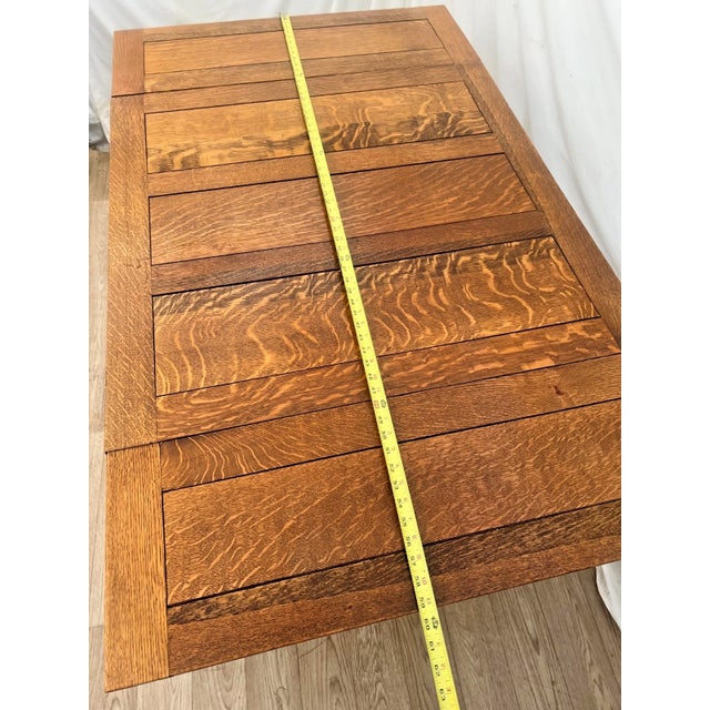 Early 20th Century English Tudor Expansion Table Turned Baluster Legs Quarter Sawn Oak, X-Stretcher 1a For Sale - Image 13 of 16