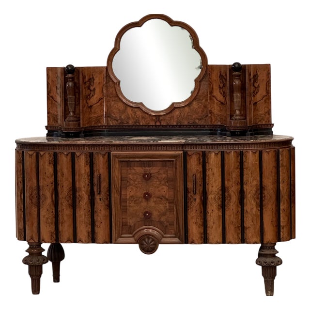 Art Deco Sideboard with Mirror, 1940s For Sale
