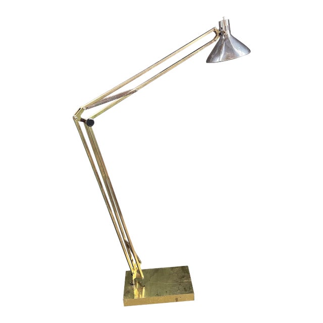 PostModern 70s Giant 7 Foot Tall! Brass Floor Lamp Luxo Articulating Architect Drafting For Sale