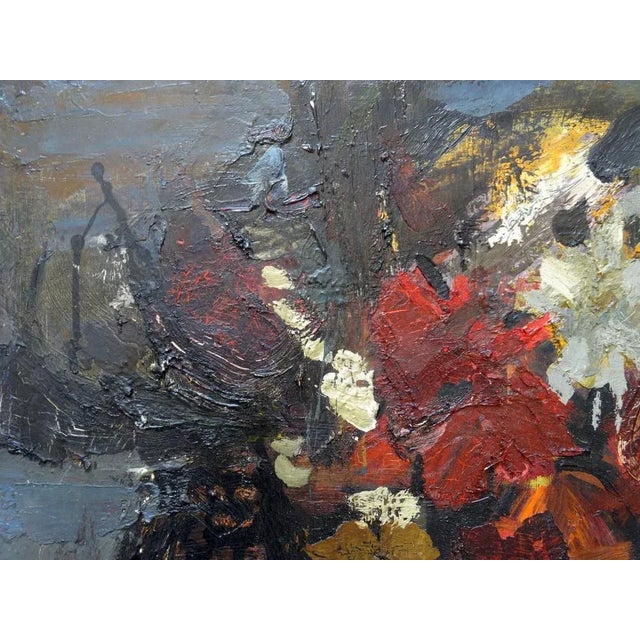 1950s Fridrihs Milts, Flowers in a Vase, Oil on Canvas on Cardboard, 1950s For Sale - Image 5 of 6