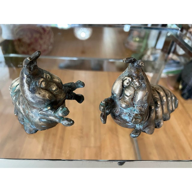 1970s Pair of 1970s Brass Caterpillar Bookends For Sale - Image 5 of 11