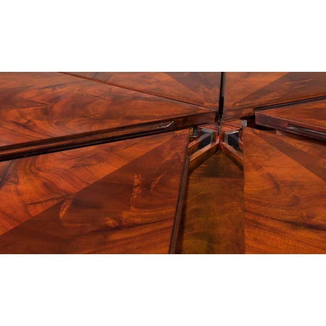 Brown 54 to 70 Inch Round Mahogany Jupe Table With Turned Column Base & Self-Storing Leaves, an Ap Exclusive by AntiquePurveyor For Sale - Image 8 of 16