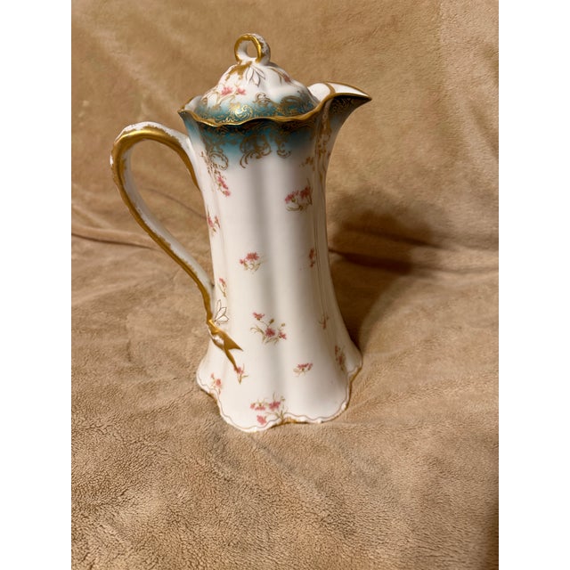 French Antique Haviland Limoges Porcelain Chocolate Teapot For Sale - Image 3 of 6
