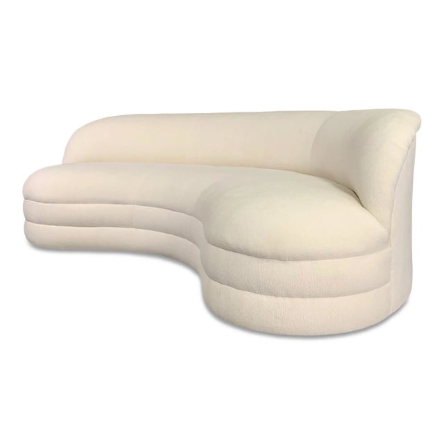 Mid Century Kidney Bean Curved Sofa Weiman Style in Textured Velvet For Sale - Image 9 of 10