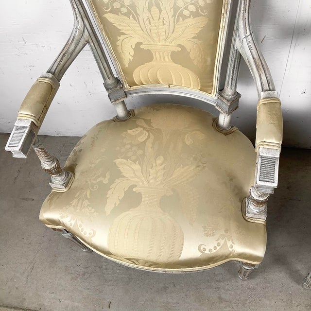 Pair of Louis XVI Style Neoclassical Armchairs For Sale In Philadelphia - Image 6 of 12