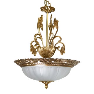 Hollywood Regency Ornate Drop Stem Chandelier Style Pendant Light For Sale