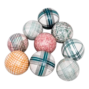 Antique 19th Century Scottish Victorian Pottery Carpet Balls - a Set of 9