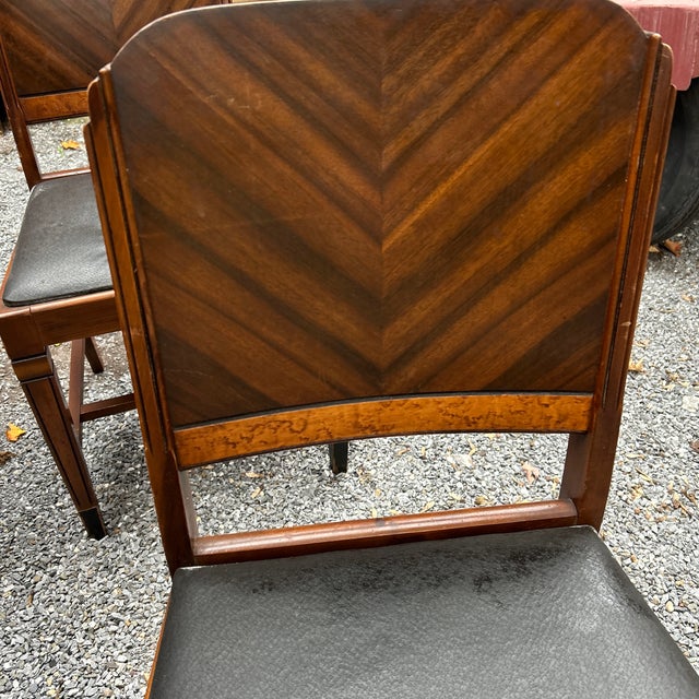 Wood 1930s Art Deco Waterfall Walnut Dining Chairs - Set of 6 For Sale - Image 7 of 11